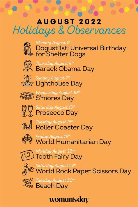 holidays in august|fun holidays in august 2022.